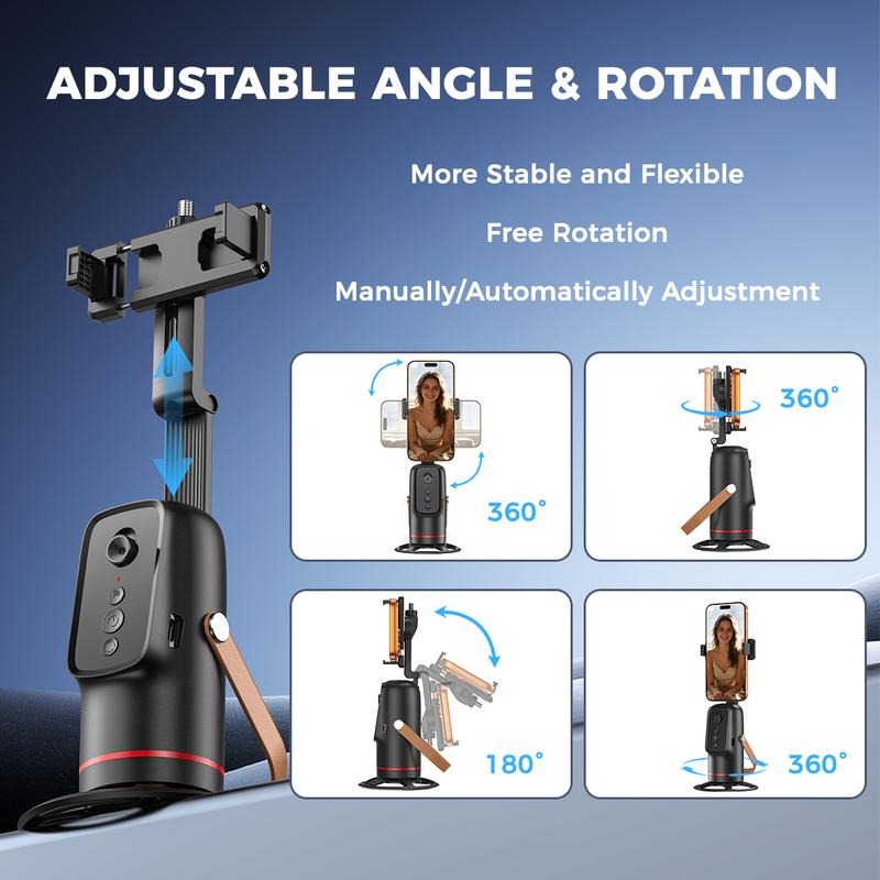 Smart 360° AI Auto Face Tracking Tripod – No App Required
